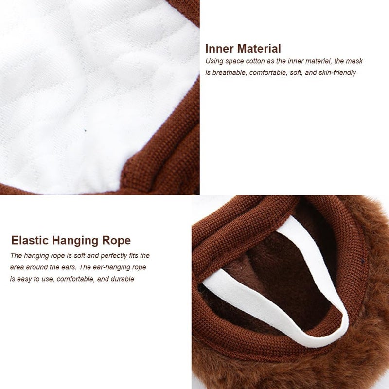 TecHong Kids Winter Warm Windproof Mask with Fluffy Ear Covers - Thick Dustproof Breathable Mouth Cover Half Face Earflaps - Image 4